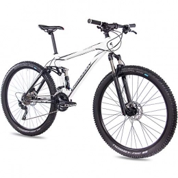 CHRISSON Bicicleta CHRISSON Fully Hitter FSF - Bicicleta de montaña (29 pulgadas, suspensin completa, cambio Shimano Deore de 30 velocidades, horquilla Rock Shox), color blanco y negro