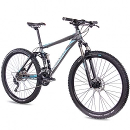 CHRISSON Bicicletas de montaña Chrisson Fully Hitter FSF - Bicicleta de montaña (29 pulgadas, suspensin completa, cambio Shimano Deore de 30 velocidades, horquilla Rock Shox), color gris y azul