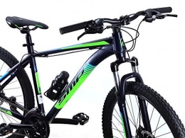 CSM Bicicleta CSM Bicicleta Aluminio Mountain Bike MTB 27, 5″ SMP “Sierra” con Frenos Un Disco e Shifter Shimano 21 Velocidad / Noir Azul Verde - Noir Azul Verde, 41 (S)