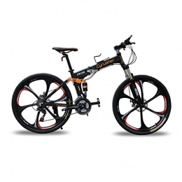 Cyrusher® New Updated Black FR100 Mountain Bike Folding Frame MTB Bike Dual Suspension Mens Bike Matt Black Shimano M310 Altus 24 Speeds 17inch*26inch Aluminum Frame Bicycle Disc Brakes