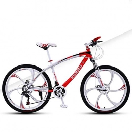 DGAGD Bicicleta DGAGD Bicicleta de montaña Bicicleta de Velocidad Variable Frenos de Disco Dual de 24 Pulgadas Amortiguador Dual Ultraligero Seis Ruedas de Corte-Blanco Rojo_24 velocidades