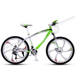 DGAGD Bicicletas de montaña DGAGD Bicicleta de montaña Bicicleta de Velocidad Variable Frenos de Disco Dual de 24 Pulgadas Amortiguador Dual Ultraligero Seis Ruedas de Corte-Blanco y Verde_24 velocidades
