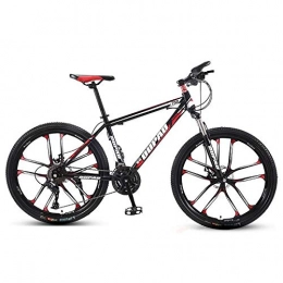 DGAGD Bicicleta DGAGD Bicicleta de montaña de 24 Pulgadas, aleación de Aluminio, Cross-Country, Ligera, Velocidad Variable, Juvenil, Masculina y Femenina, Bicicleta de Diez Ruedas-Rojo Negro_27 velocidades