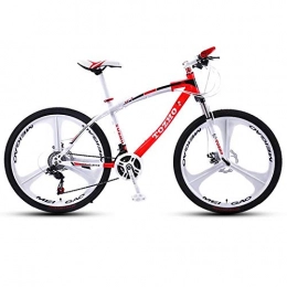 DGAGD Bicicleta DGAGD Bicicleta de montaña de 24 Pulgadas Bicicleta de amortiguación de Velocidad Variable para Adultos Bicicleta Todoterreno Doble Freno de Disco Bicicleta de Tres Ruedas-Blanco Rojo_21 velocidades