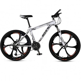 DGAGD Bicicleta DGAGD Bicicleta de montaña de 24 Pulgadas Bicicleta de Velocidad Variable para Adultos Freno de Disco Doble Bicicleta de Acero de Alto Carbono Seis Ruedas de Corte-Blanco_24 velocidades