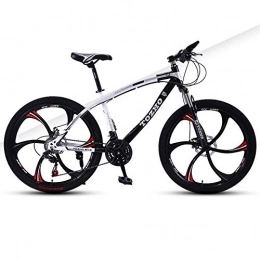 DGAGD Bicicleta DGAGD Bicicleta de montaña de 24 Pulgadas para Adultos, Bicicleta con Amortiguador de Velocidad Variable, Freno de Disco Doble, Bicicleta de Seis Hojas-Blanco Negro_27 velocidades