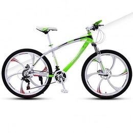 DGAGD Bicicleta DGAGD Bicicleta de montaña de 24 Pulgadas para Adultos, Bicicleta con Amortiguador de Velocidad Variable, Freno de Disco Doble, Bicicleta de Seis Hojas-Blanco y Verde_27 velocidades