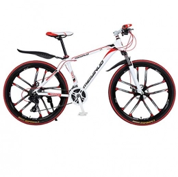 DGAGD Bicicleta DGAGD Bicicleta de montaña de 26 Pulgadas, Bicicleta de aleación de Aluminio Urbana de Velocidad Variable Masculina y Femenina, Diez Ruedas de Corte-Blanco Rojo_21 velocidades