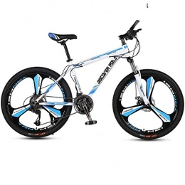 DGAGD Bicicleta DGAGD Bicicleta de montaña de 26 Pulgadas Bicicleta de Velocidad Variable para Adultos Doble Freno de Disco Bicicleta de Acero de Alto Carbono Tri-Cutter-Blanco Azul_21 velocidades