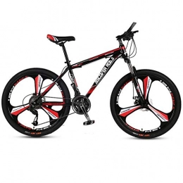 DGAGD Bicicleta DGAGD Bicicleta de montaña de 26 Pulgadas Bicicleta de Velocidad Variable para Adultos Doble Freno de Disco Bicicleta de Acero de Alto Carbono Tri-Cutter-Rojo Negro_27 velocidades