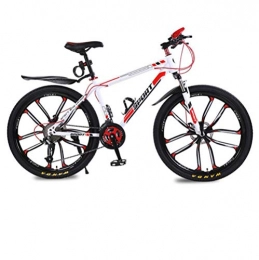 DGAGD Bicicleta DGAGD Bicicleta de montaña de 26 Pulgadas Bicicleta Masculina y Femenina de Velocidad Variable para Adultos Bicicleta de Freno de Disco Doble Diez Rueda de Corte-Blanco Rojo_30 velocidades