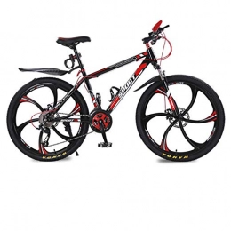 DGAGD Bicicleta DGAGD Bicicleta de montaña de 26 Pulgadas Bicicleta Masculina y Femenina de Velocidad Variable para Adultos Bicicleta de Freno de Disco Doble Rueda de Seis Hojas-Rojo Negro_30 velocidades
