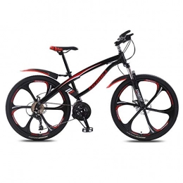 DGAGD Bicicleta DGAGD Bicicleta de montaña de 26 Pulgadas, luz de Velocidad Variable, Bicicleta para Adultos, Seis Ruedas de Corte-Rojo Negro_27 velocidades