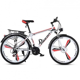 DGAGD Bicicleta DGAGD Bicicleta de montaña de 26 Pulgadas para Adultos, para Hombres y Mujeres, Bicicleta de Velocidad Variable, luz de la Ciudad, una Rueda-Blanco Rojo_27 velocidades