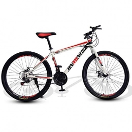 DGAGD Bicicletas de montaña DGAGD Rueda de radios de Bicicleta de Viaje de Velocidad Variable para Hombres y Mujeres Adultos de 26 Pulgadas-Blanco Rojo_21 velocidades