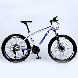 DOMDIL Bicicleta DOMDIL- Bicicleta de Montaña Unisex 24 Pulgadas, Adolescents MTB, Adecuado para niños y Estudiantes, Blanco Azul, Rueda de radios, Cambio de 21 etapas