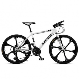DOMDIL Bicicleta DOMDIL- Bicicleta de Montaña Unisex, 26 Pulgadas, MTB para Adultos con Asiento Ajustable, Blanco, 6 Cutter, Cambio de 27 etapas