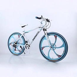 Alapaste Bicicleta Estructura Ligero Actuación Estable Alto-acero Al Carbono Bicicleta, Diseño Ergonómico Cómodo Respirable Silla Bicicleta, 34.1 Pulgadas 24 Velocidades Bicicleta De Montaña-Blanco y azul 34.1 pulgadas.24