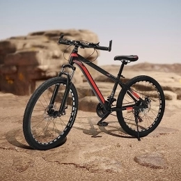 Esyogen Bicicleta Esyogen Bicicleta de montaña de 26 pulgadas para hombre y mujer, 21 marchas, frenos de disco, suspensión completa (negro y rojo)