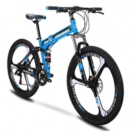 Extrbici Bicicleta Extrbici G4 Mountain Bike 21 Frame Acero Velocidad 26 Pulgadas Ruedas Bicicleta Suspensión Plegable (Blue)