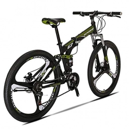 Extrbici Bicicletas de montaña Extrbici G7 Mountain Bike 21 Speed Steel Frame 27.5 Pulgadas Ruedas Doble Suspensión Bicicleta Plegable (Naranja) (Verde del ejército)
