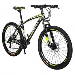 Extrbici Bicicletas de montaña Extrbici X1 Moutain Bikes 21 Speed Dual Disc Brake 27.5 Wheels Tenedor de suspensión, Negro y Amarillo