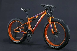  Bicicletas de montaña Fat Bike 24 - Bicicleta de montaña de 26 pulgadas, suspensión completa, con neumáticos grandes (naranja, 26 pulgadas, 21 engranajes)