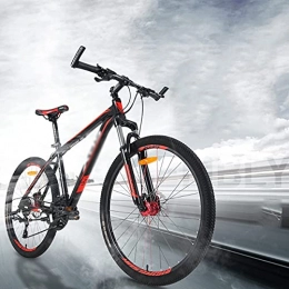 FBDGNG Bicicleta FBDGNG Bicicleta de montaña para adultos, marco de aluminio, 26 pulgadas, 3 radios, rueda de freno de disco de 24 engranajes, sistema de engranajes, bicicleta MTB (color: negro rojo)
