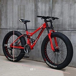 GJZM Bicicletas de montaña GJZM Mountain Bikes 27 Speed, neumáticos de 24 Pulgadas Hardtail Mountain Bike Cuadro de Doble suspensión All Terrain Mountain Bike, Rojo 27 Speed-7 Speed_Red