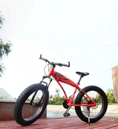 GQQ Bicicleta GQQ Bicicleta de Velocidad Variable, Neumtico Gordo Bicicleta de Montaa para Adultos Bicicletas de Doble Disco / Marco de Aleacin de Aluminio, Moto de Nieve para Playa, Rojo, 7 Velocidades, Rojo