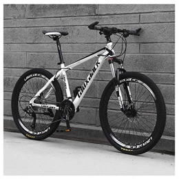 GUOCAO Bicicletas de montaña GUOCAO Bicicleta de montaña para adultos de 26 pulgadas, 27 velocidades, suspensión delantera de transmisión de velocidad variable de acero de alto carbono, color blanco al aire libre