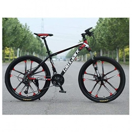 GUOCAO Bicicleta GUOCAO Bicicleta de montaña unisex con suspensión frontal de 27 velocidades, marco de 17 pulgadas, ruedas de 10 radios de 66 cm con frenos de disco duales, color rojo al aire libre