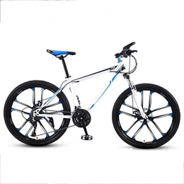 GUOHAPPY Bicicletas de montaña GUOHAPPY Bicicleta de 24 Pulgadas, Bicicleta de Estudiante Adulto de 21 / 24 / 27 / 30 velocidades, Bicicleta de montaña con Cambio y absorción de Impactos, Adecuada para Altura de 150-175 cm, White Blue, 27