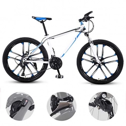GUOHAPPY Bicicletas de montaña GUOHAPPY Bicicleta de montaña de 26 Pulgadas, con 330-185 cm (330 Libras), Bicicleta de montaña con Frenos de Disco de Cambio y absorción de Impactos, Bicicleta de Estudiante Adulto, White Blue, 30