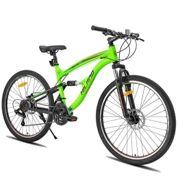 HH HILAND Bicicletas de montaña Hiland - Bicicleta de montaña (26 pulgadas, suspensión completa, doble suspensión, 21 velocidades, MTB, para niños y niñas), color verde