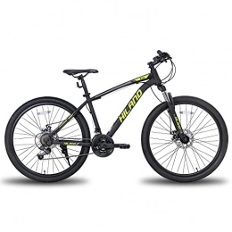 Hiland Bicicleta Hiland Bicicleta de montaña de 26 / 27, 5 pulgadas, con cuadro de acero, freno de disco, horquilla de suspensión, negro / amarillo
