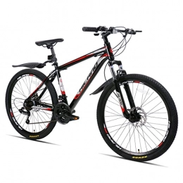STITCH Bicicleta Hiland Bicicleta de Montaña de 26 Pulgadas con Marco de Aluminio MTB con Freno de Disco y Horquilla de Suspensión Bicicleta para Hombre y Mujer Bike Negro y Rojo…