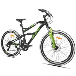 Hiland Bicicletas de montaña HILAND Bicicleta de montaña de 26 pulgadas con suspensión completa con freno de disco para hombres, mujeres, niños y niñas, 21 velocidades Shimano, color negro
