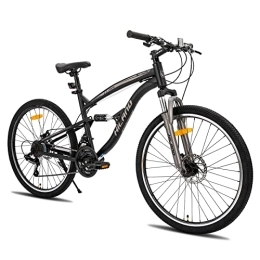 STITCH Bicicleta Hiland - Bicicleta de montaña de 26 pulgadas, doble suspensión, 21 velocidades, para hombre, 18 pulgadas, bicicleta multifunción, color negro