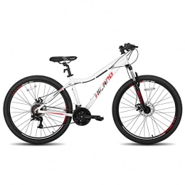 STITCH Bicicleta Hiland - Bicicleta de montaña de 27, 5 pulgadas con marco de aluminio de 16, 5 pulgadas, 21 velocidades, freno de disco doble, horquilla de suspensión Lock-Out, color blanco, para hombre y mujer