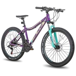 Hiland Bicicletas de montaña Hiland Bicicleta de Montaña de 27, 5 Pulgadas, Cuadro de Aluminio, 24 Velocidades, Disco Dual con Horquilla de Suspensión Lock-out para Mujeres, Color Morado…