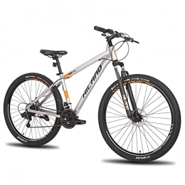 ivil Bicicleta Hiland - Bicicleta de montaña de 29 pulgadas con ruedas de radios, marco de aluminio, 21 marchas, freno de disco, horquilla de suspensión gris, marco de 432 mm