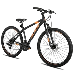 HH HILAND Bicicleta HILAND Bicicleta de montaña de 29 pulgadas, con ruedas de radios, marco de aluminio de 482 mm, cambio de marchas Shimano, freno de disco, horquilla de suspensión, para hombre y mujer, color negro