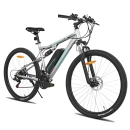 ivil Bicicletas de montaña Hiland - Bicicleta eléctrica de 29 pulgadas, para hombre y mujer, con suspensión completa, motor de 250 W, batería de litio de 36 V, 10, 4 Ah, 21 velocidades, suspensión completa, color gris