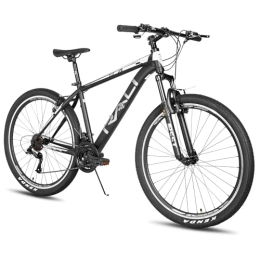 HH HILAND Bicicletas de montaña HILAND RALI Tierra - Bicicleta de montaña rígida de 27, 5 pulgadas, marco de acero ligero, 21 velocidades, freno en V, para hombre y mujer, color negro y blanco