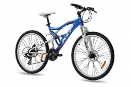 KCP Bicicleta KCP 26" Mountain Bike Bicycle Attack 21 Speed Shimano Unisex Blue White - (26 Inch)