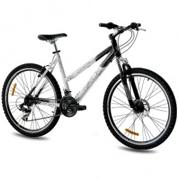 KCP Bicicleta KCP 26" Mountain Bike Evolution Alloy Lady with 18 Speed Shimano White Black - (26 Inch)