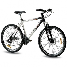 KCP Bicicleta KCP 26" Mountain Bike Evolution Alloy Men with 18 Speed Shimano White Black - (26 Inch)