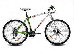 KCP Bicicleta KCP 26" Mountain Bike Pulse Alloy 24 Speed Shimano Unisex White Green - (26 Inch)