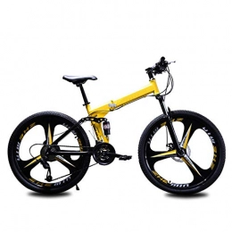 KNFBOK Bicicletas de montaña KNFBOK bicicleta montaña adulto Bicicleta para adultos de 21 velocidades, bicicleta plegable de montaña, marco de acero grueso, velocidad de 26 pulgadas, doble choque, rueda de tres cuchillas, amarillo